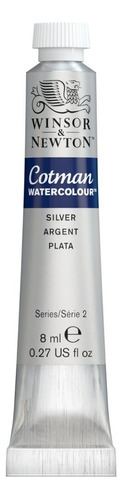 Pomo de aquarela metálica Winsor & Newton Cotman 8 ml cor prata 617