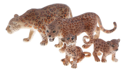 4 Piezas De Plástico Realista Jaguar Animal Salvaje Mode