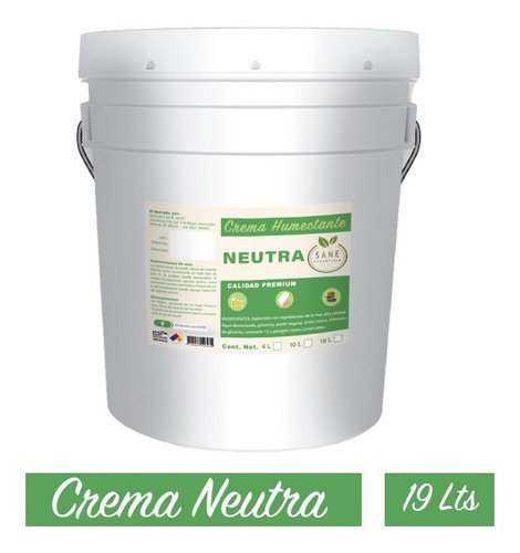 Crema Neutra Base  19 Lts  Calidad Premium Facturamos Fragancia Sin fragancia Tipo de envase Cubeta 19Lts