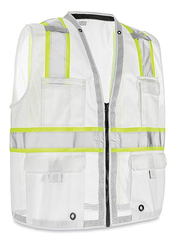 Chaleco De Seguridad De Colores - Blanco, L/xl - Uline