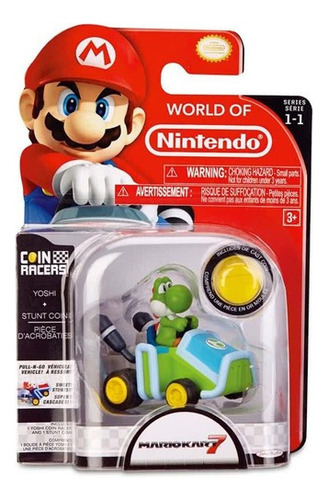 Mini Veículo Super Mario Kart Coin Racers Yoshi Dtc