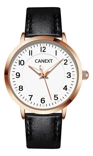 Reloj Grande Dorado, Carátula Blanca, Correa Negra