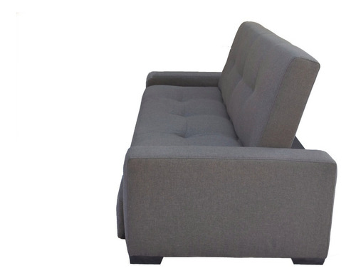 Sofa Cama Sofacama Futon Sillon Sala Mobleco Color Gris Oscuro Diseño De La Tela Loneta