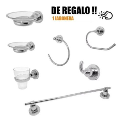 Juego Accesorios Completo Abs Cromo Ibiza Jabonera Metalica