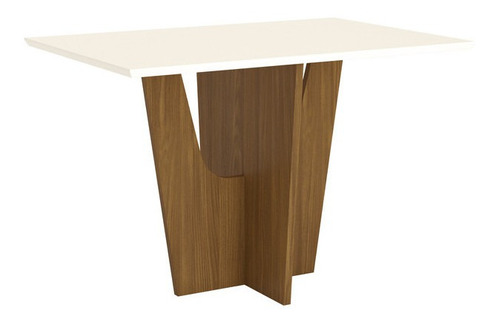 Mesa De Jantar Com Tampo Mdf 120 Cm Vértice Henn Cor da tampa Off white Cor dos pés Nature