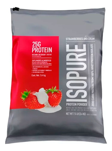 Isopure Proteína Cero Carbohidratos 7.5 Lbs Sabor Fresa/crem Sabor Fresas Con Crema