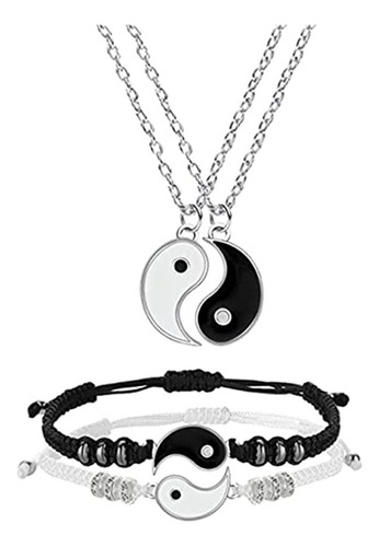 Juego De Collar Y Pulsera De Aleación Yin Yang Para Pareja B