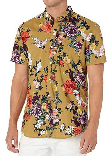 Camisa De Manga Corta Para Hombre Blusa Floral De Frutas C