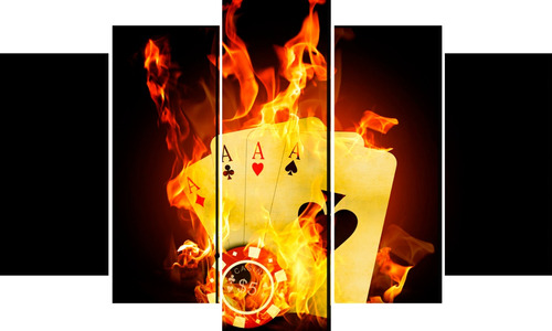 Cuadro Decorativo 5 Piezas Cartas Ases Poker Juego 