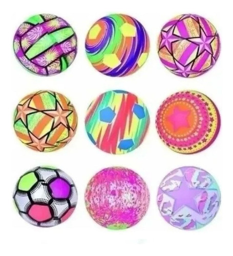 15 Pelotas Color Neón Brillantes Grandes 22cms