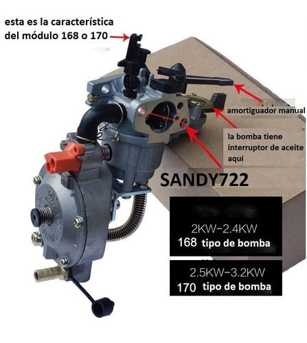 Kit Conversión Nafta Gas Generador Electrico Hasta 2500w