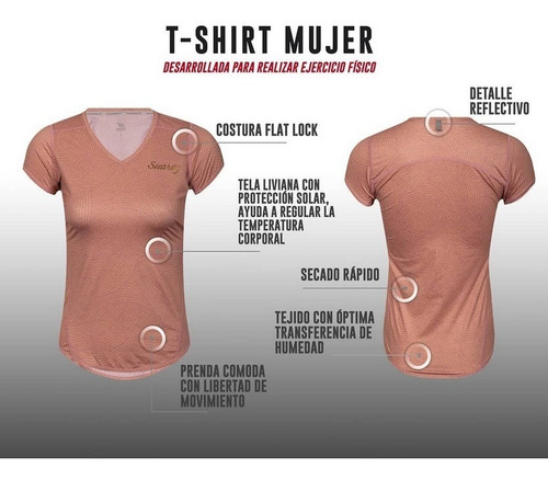 Imagen 3 de 5 de Camiseta Suarez Deportiva Mujer T-shirt Pighi Running Gym