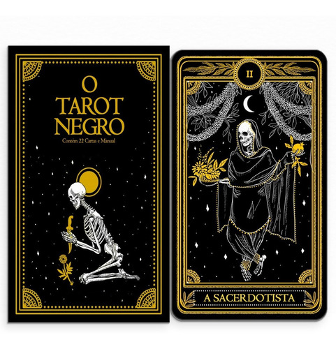 Baralho Tarot Marselha Negro 22 Cartas + Manual Quimbanda