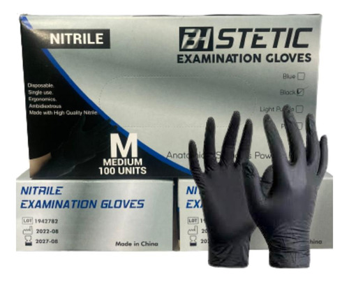 Guantes De Nitrilo Negro Caja De 100 Unid (s,m Y L)