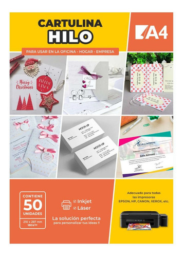 Cartulina Hilo Texturado Blanco - Pack 50 - 220 Gr