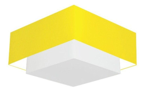 Plafon Sobrepor Quadrado Sp-3018 Cúpula Cor Amarelo Branco