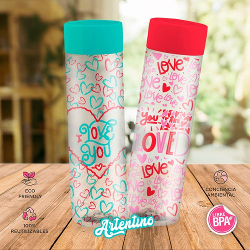 Imagen 3 de 9 de 2 Botella Deportiva Agua Regalo Día Enamorados San Valentin