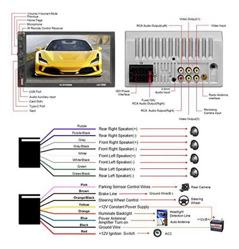 Audio De Coche De Doble Din, Audio De Coche De 7 Pulgadas, A