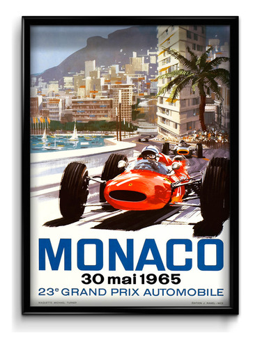 Cuadro Monaco 1965 Grand Prix 30x40 (marco+lámina+vidrio)