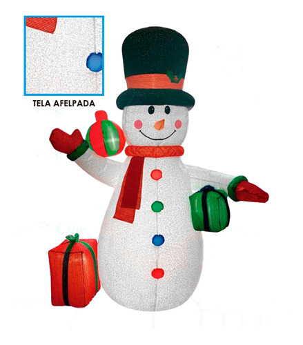 Adorno Navideño Inflable Muñeco Nieve Regalos 2.4m Ml9188