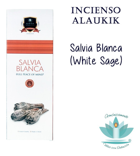 Incienso Alaukik Salvia Blanca - Full Peace Of Mind 90 Gms