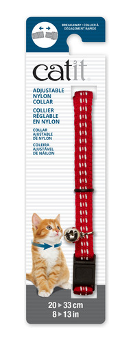 Catit Collar Reflectante Ajustable Rojo Para Gatos