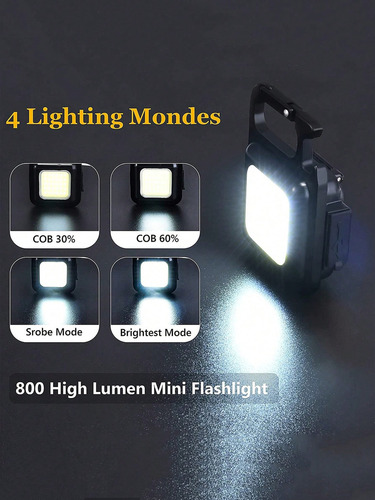 3 Piezas Mini Linterna Multiusos Recargable Para Llavero
