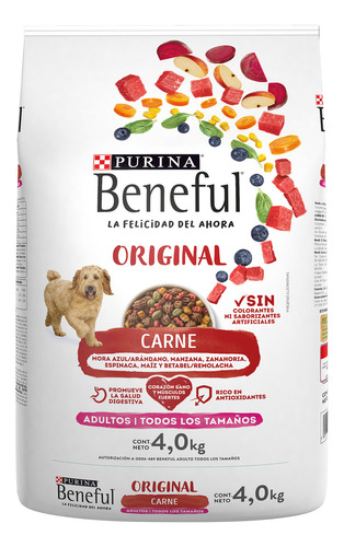 Purina Beneful alimento original para perro adulto sabor carne en bolsa de 4kg