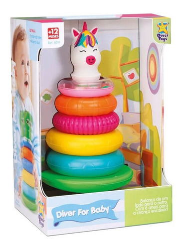 Imagem 1 de 3 de Pirâmide De Argola Diver Toys Unicórnio