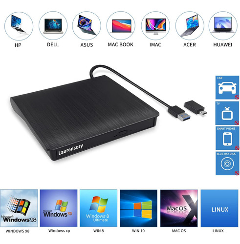 External Dvd Drive Usb 3.0 Type-c Usb Portable Player For...