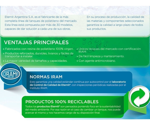 Imagen 4 de 10 de Tanque De Agua 1000 Tricapa Eternit Bomba Fluvial Envio