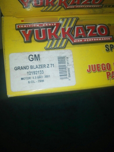 Cable Bujía Gm Grand Blazer Z 71 5.3 2001 8cil 7mm Yukkazo