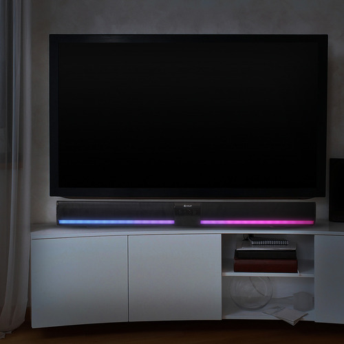 Caixa De Som Soundbar Home Theater Bluetooth 5.0 Barra De Som Potente Para Tv Smart Pc Gamer Jogos Notebook Sala De Cinema Com Controle Remoto Led Rgb Usb P2 Brinde Suporte De Mesa Para Celular Tablet