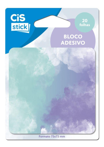 Bloco Adesivo Decorado 75x75mm - 20 Folhas Cor Azul-claro