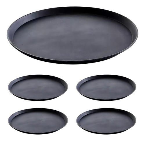 Kit 4 Bandeja Profissional De Garçom Antiderrapante Redonda