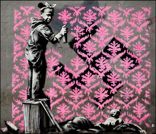 Imagem 1 de 1 de Poster Grafite Banksy Foto 50x60cm -- Critica Nazismo Arte