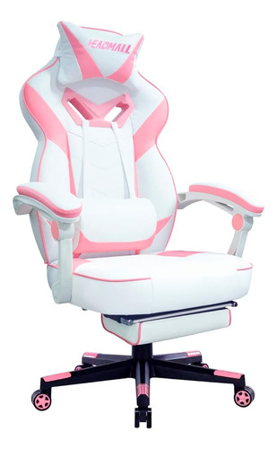 Headmall Silla De Juego Rosa Con Reposapiés Ergonómico De Gr