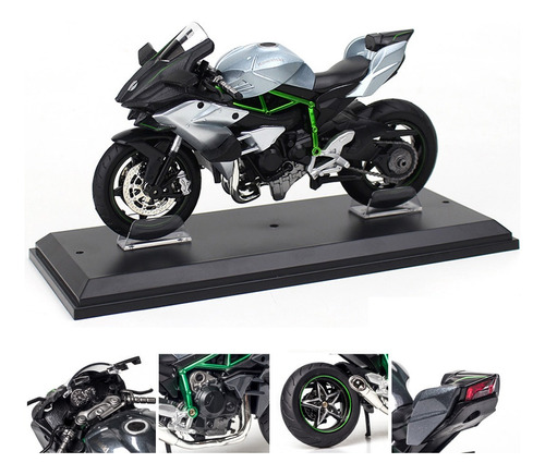 Kawasaki Ninja H2r Miniatura Metal Moto Com Base Exibição