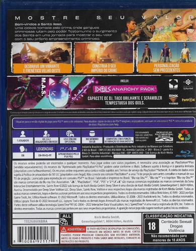 Saints Row (day One Edition) - Ps4 - Novo E Lacrado!