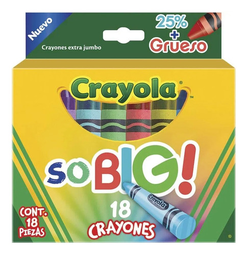 Crayón Escolar Redondo Extra Jumbo So Big 18 Colores Crayola