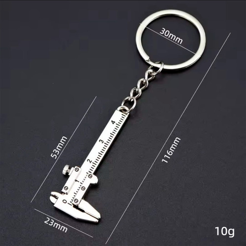 Llavero Mini Calibrador Vernier, Aleación Zinc Plateado