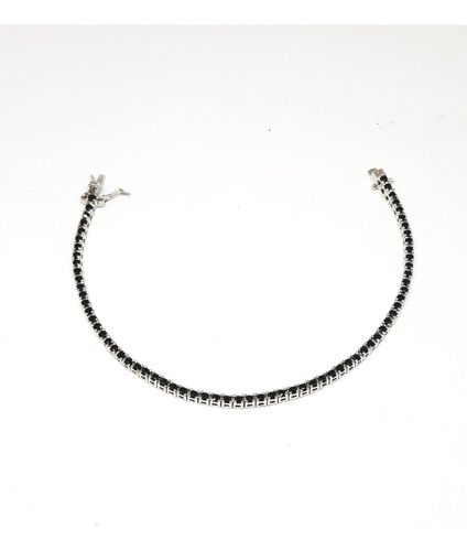 Pulsera Plata 925 Rodinado Con Onix Engarzado