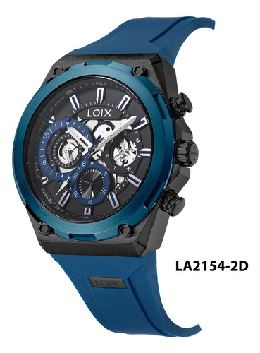 Reloj Hombre Loix® La2154-2 Azul Con Negro, Bisel Azul