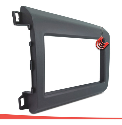 Imagem 3 de 8 de Moldura Painel 2 Din Multimidia Dvd Mp5 Civic 2012 2013 2014 Cinza