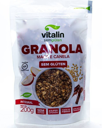 Granola Maçã E Canela Integral S/glúten Vegano Vitalin 200g
