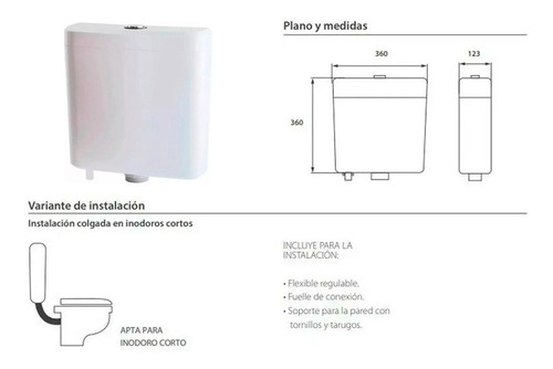 Imagen 5 de 9 de Mochila Inodoro Ideal 92000 Extra Chato 12,3 Doble Descarga