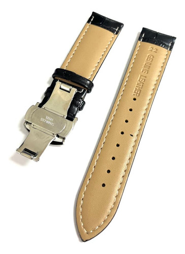 Pulseira Relógio Couro 20mm Com Fecho Deployant Inox