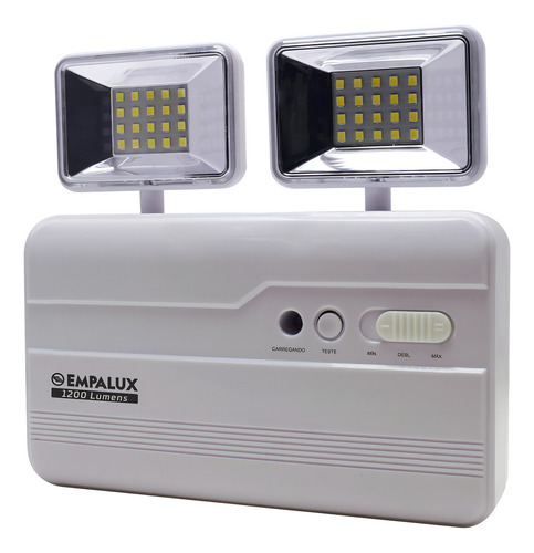 Empalux luminária emergência 2 faróis 8w quadrado 1200Lm