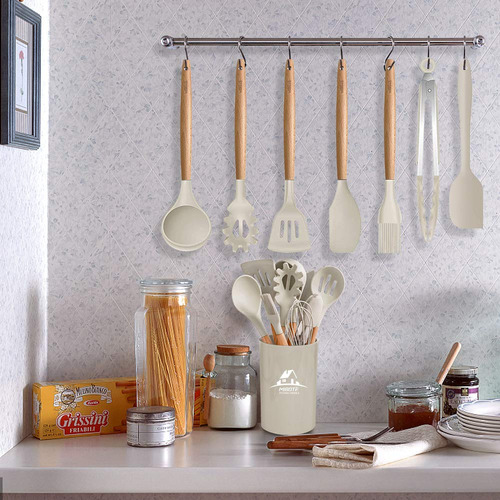 Set 17 Utensilios De Cocina De Silicona Y Madera Sin Bpa Par