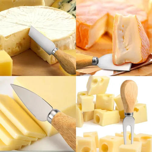 Juego De Cuchillos Para Quesos Set En Acero Mango De Madera